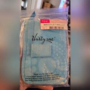 Thirty-One 31 Cute Blue Wristlet Wallet Aqua Circle Spirals New In Package!
